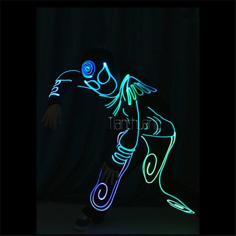 TC-177 Programmable Mens robot led costumes dance dj clothes full color light disco el wears stage show projector luminous suit