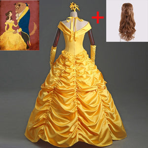 Halloween Costumes for Adult Women Deluxe Belle Princess Dress from Beauty and the Beast Princess Dress Movie Cosplay Costume