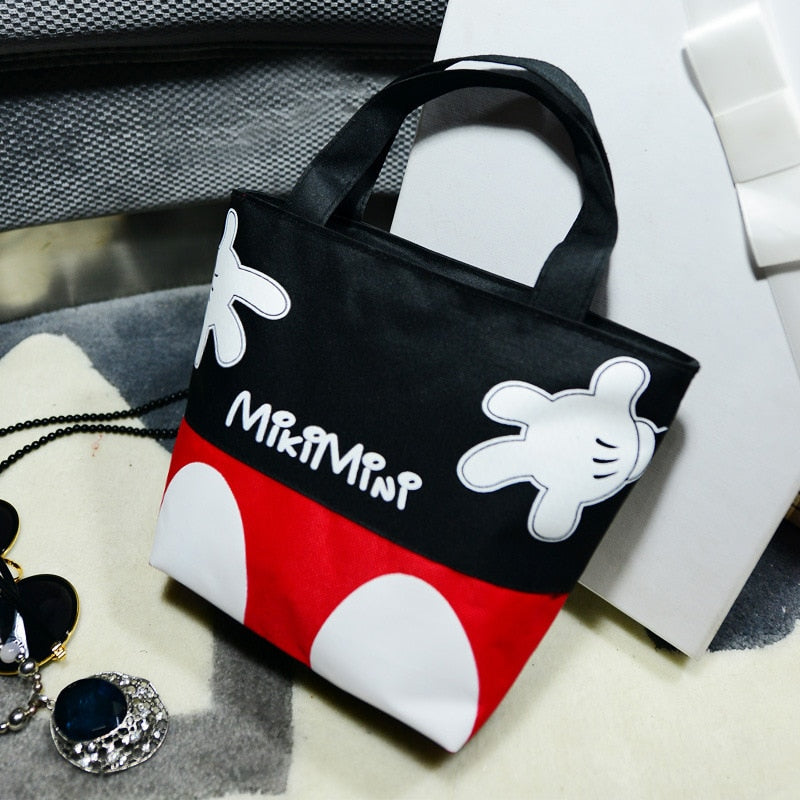 2019 new Disney fashion trend handbags casual small bag mickey mouse portable canvas bag handcuffs  bag lunch box bag