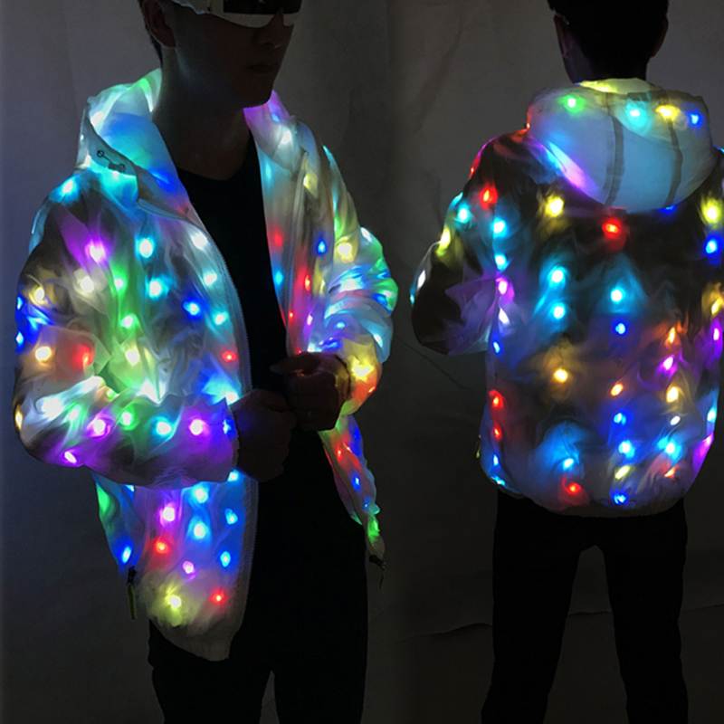 Waterproof Colorful LED Tron Dance Wear Luminous Halloween Costume Clothes LED Growing Lighting Robot Suits Event Party Supplies