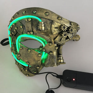 Led Steampunk Cosplay Mask Light Up Punk Mask Party Mascara Skull Half face Christmas Carnival Halloween Costume Props