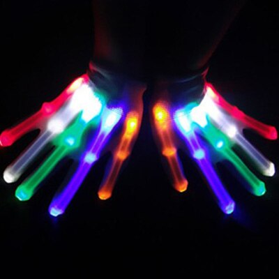 Glowing Party Halloween Led Clothes 1 Pair Unisex Lighting Up Led Gloves Flash For Party Decorations Dancing Luminous Toys