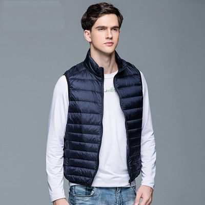 2019 New Men's Winter Coat 90% White Duck Down Vest Portable Ultra Light Sleeveless Jacket Portable Waistcoat for Men