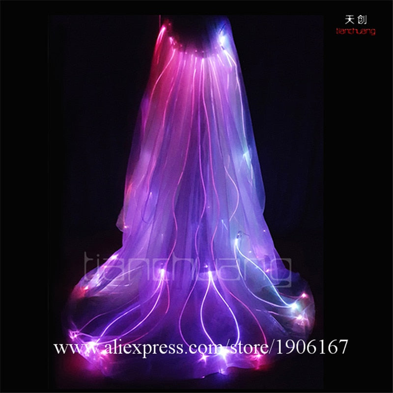 Programmable Fiber Optic LED Light Up Cloak Full Color Led Luminous Stage Performance Costume Props Party Event Led RGB Clothes