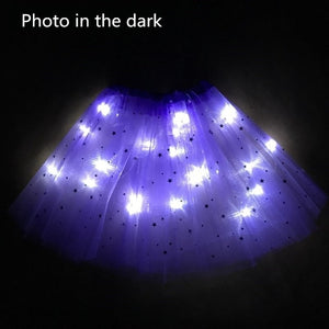 2020 new Light LED Girl Kids Clothes Star Tutu Skirt Princess Party Tutus Tulle Pettiskirt Child Ballet Dance Halloween black