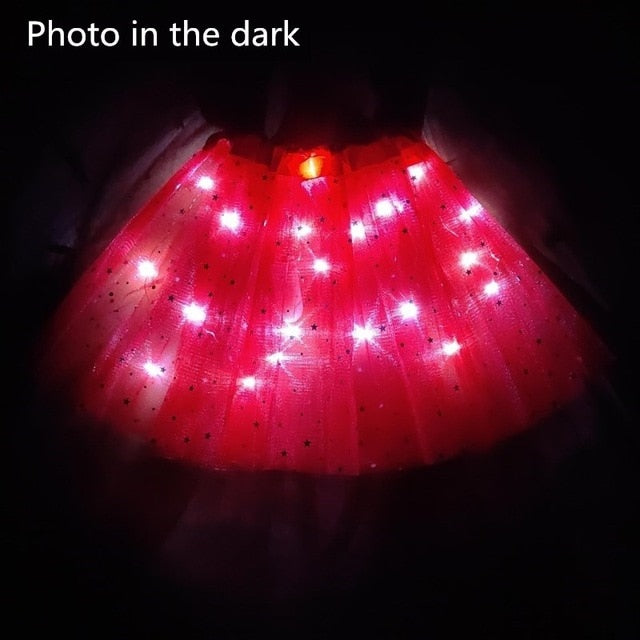 2020 new Light LED Girl Kids Clothes Star Tutu Skirt Princess Party Tutus Tulle Pettiskirt Child Ballet Dance Halloween black