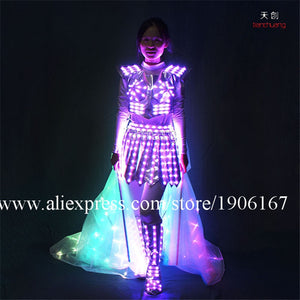 Full Color Costumes LED Luminous Skirts Glowing ISIS Wings Performance Clothing Led Light Up Stage Performance Props Led Clothes