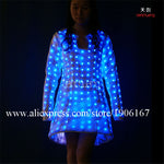 Fullcolor LED Light Up Stage Performance Skirt LED Colorful Lighting Party Dress Led Luminous Stage Grand Event Clothes Wears