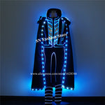 TC-207 Full color ballroom dance led costumes robot men suit dj colorful light cloak men performance Programmable fiber clothes