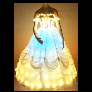 TC-56 Programmable Full color LED light women costumes party skirt ballroom dance wedding dress cloth catwalk model performance