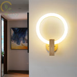 Modern Minimalist Wood Led Wall Lamp Nordic Bedroom Bedside Aisle living room Ring Led Wall Lights for Home Lighting Fixtures