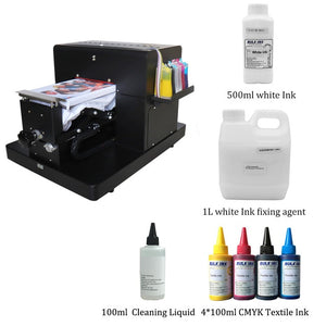 A4 Flatbed Printer Multicolor Multifunctional DTG T-Shirt Printer for Dark And Light clothes Printing with T-Shirt Holder