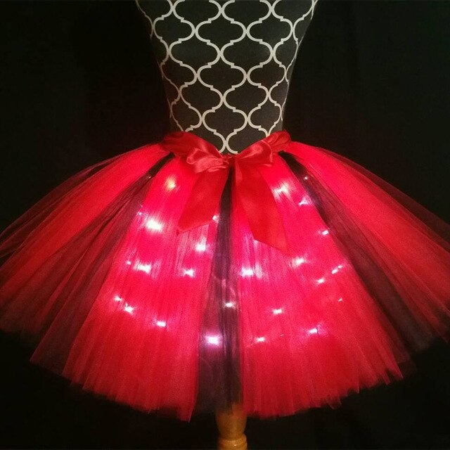 Newest Womens Light Up Mini Skirt Mesh Costumes Rave Clothes for Adults Kids Christmas Party Xmas New Year