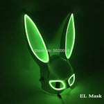 10 Colors Options Neon Led Rave Mask Women Night Club Sex EL Wire Mask Bunny Cospaly Glowing Mask