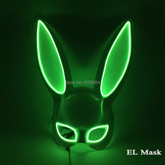 10 Colors Options Neon Led Rave Mask Women Night Club Sex EL Wire Mask Bunny Cospaly Glowing Mask