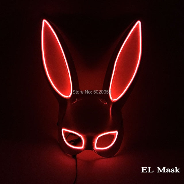 10 Colors Options Neon Led Rave Mask Women Night Club Sex EL Wire Mask Bunny Cospaly Glowing Mask