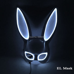 10 Colors Options Neon Led Rave Mask Women Night Club Sex EL Wire Mask Bunny Cospaly Glowing Mask