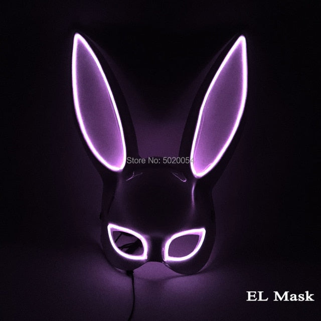 10 Colors Options Neon Led Rave Mask Women Night Club Sex EL Wire Mask Bunny Cospaly Glowing Mask