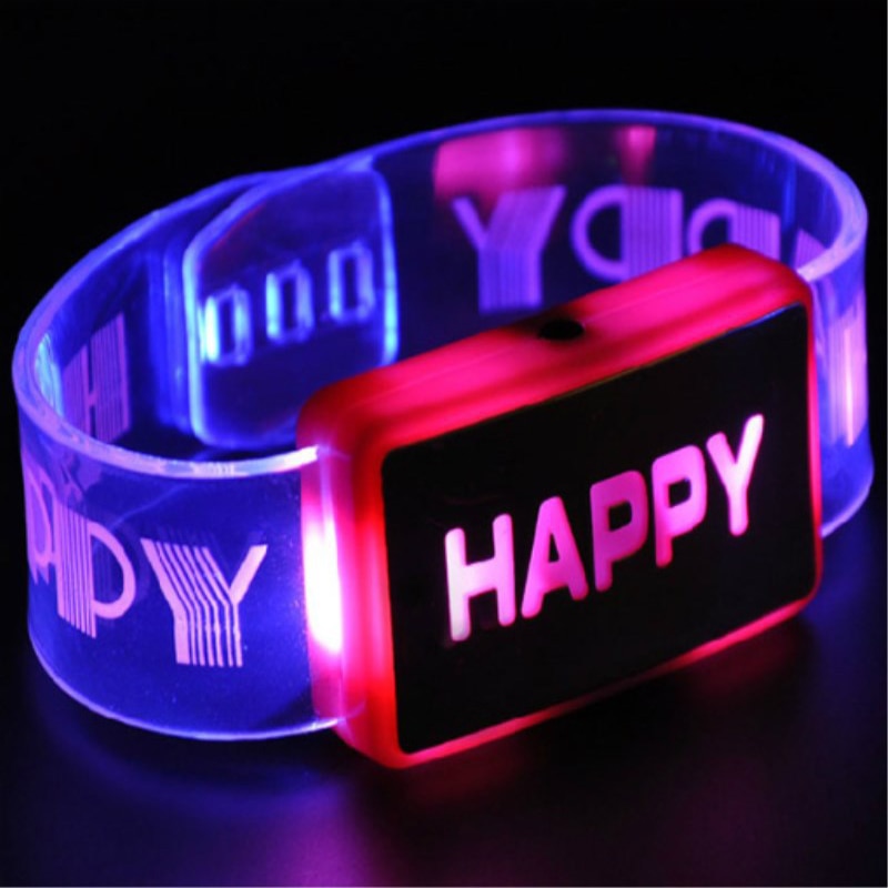 Wrist Bracelets Led Dance Led Light Up Toys Glow happy Bracelet Flashing Wrist Band Toy Christmas Festival Event Party Supplies