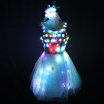 LED Dress Luminous Dress Glowing Wedding Dress Clothes Luminous Headwear Short Low Cut Group Skirt Women Ballroom Dance Clothing