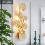 Artpad Copper Lustre Gold Lotus Leaf Wall Lamp Vintage Retro Bedside Living Room Art Decor Home Lighting Wall Sconces G4 Bulb