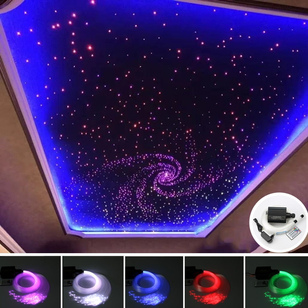 LED Fiber Optic Star Ceiling Light Kit Mixed 335 strands(0.75+1.0+1.5mm)*3M/4M &16W RGBW Optic Fiber  Light Engine DIY Lighting