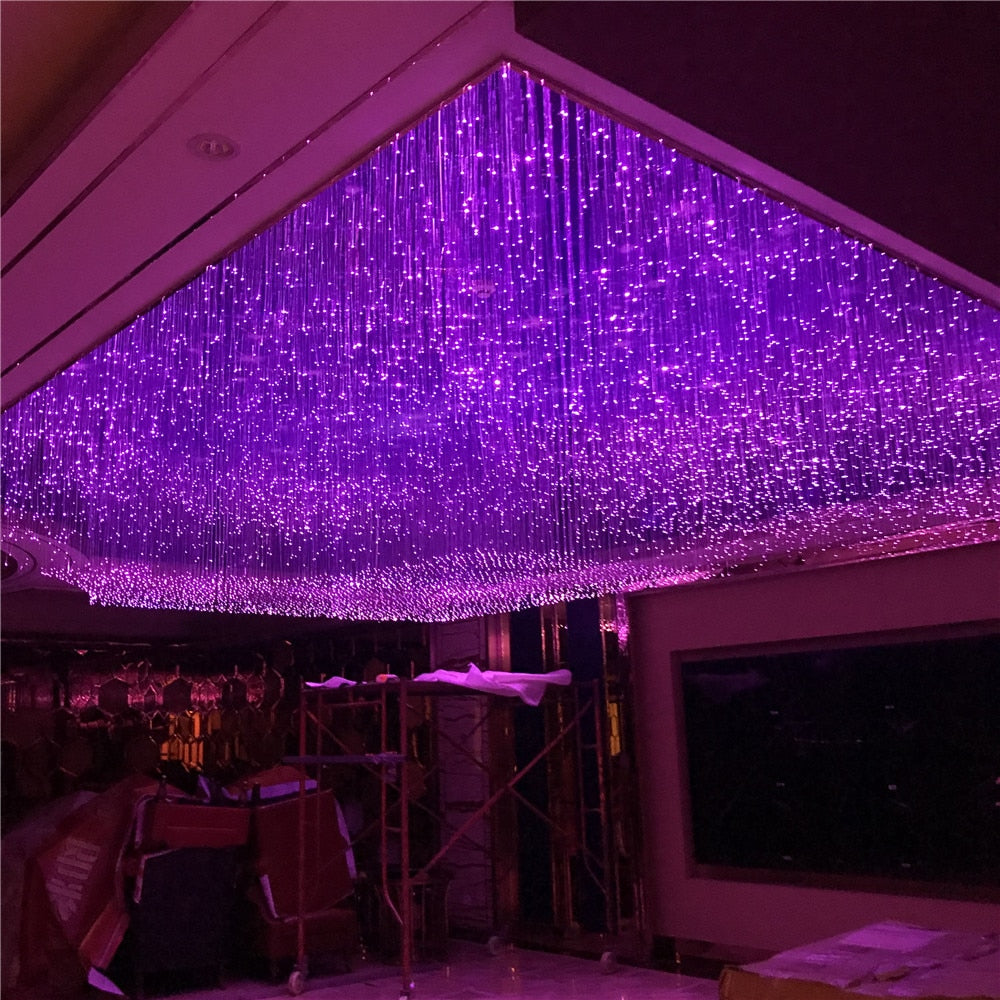 LED Decorating Effect Plastic Optical Fiber Side Pointed Lighting Strands 400pcs 0.75mm Length 3m for Hall Ceiling Chandelier