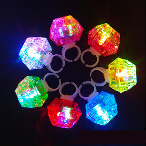 Led Clothes 24pcs/lot Led Light Diamond Flashing Finger Ring, Elastic Rubber Event Party Supplies Glow Toys Holiday Fesative