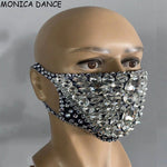 Pearl Rhinestones Mask Male Female Stage Accessories Halloween Party Show Masked Singer Dancer Catwalk Performance Costume Mask