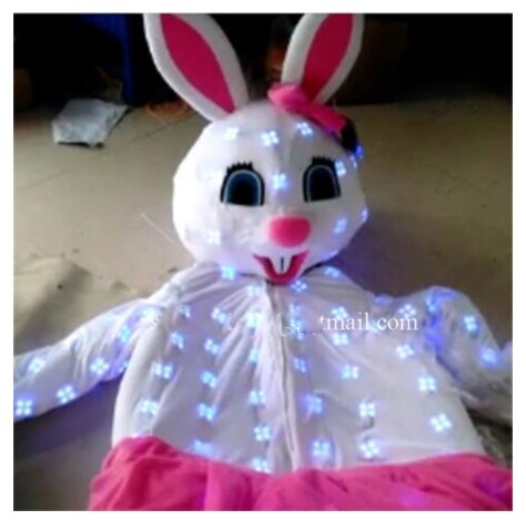 Stage Christmas Clothes  Led Luminous Rabbit Big Head Doll Led Colorful Flashing Glowing Ballroom Costumes