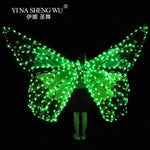 Women Belly Dance LED Wings Girl Dance Wing Butterfly Halloween LED Butterfly Cloak Stage Dance Performance Accessories LED Wing