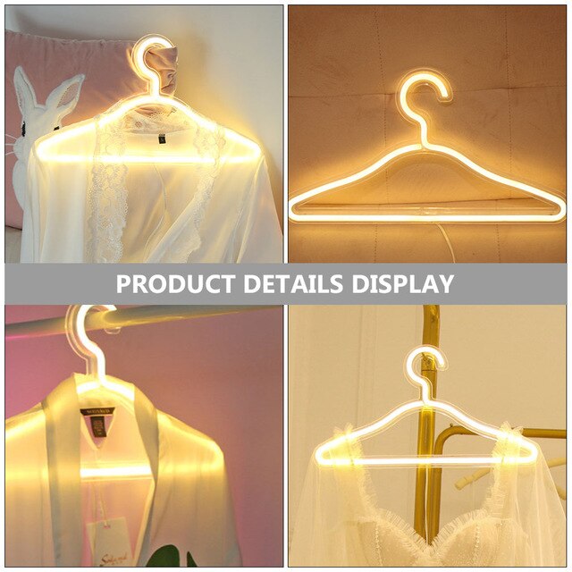 LED Neon Light USB Powered Clothes Stand Decorative Lights Hanger Light