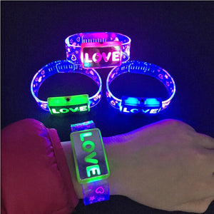 Led Dance Led Clothes Dress 50Pcs Happy Glowing Bracelet Wrist Band Flashing Light Up Ring Running Gear Christmas Birthday Gift