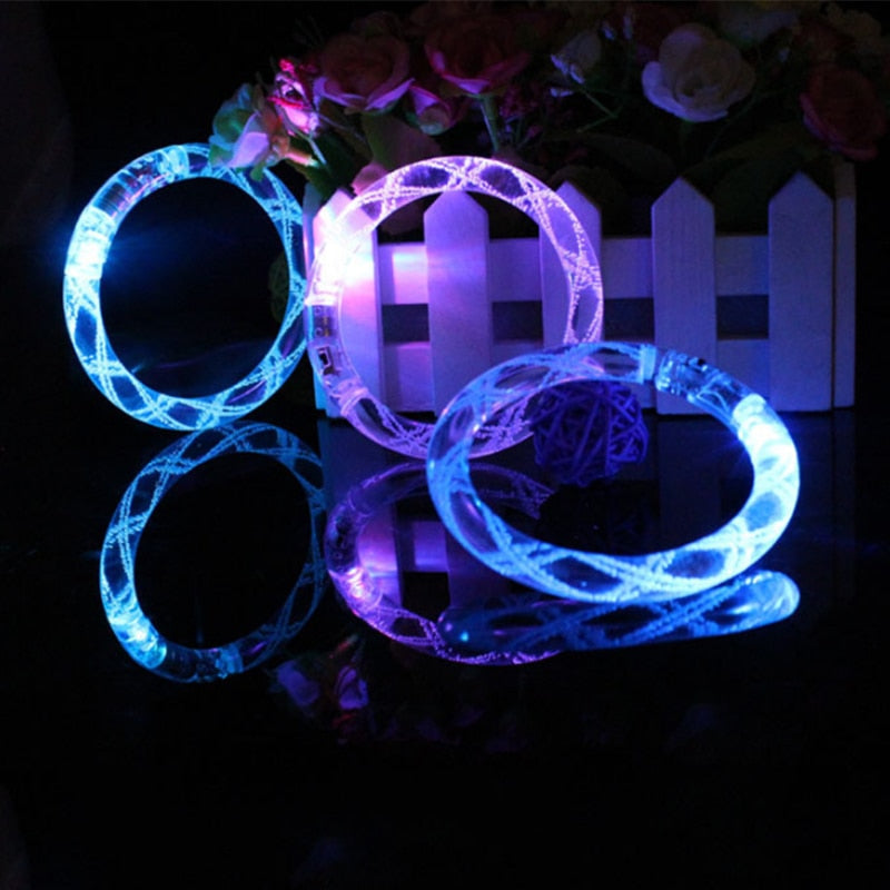 2019 Led Clothes 80pcs/lot Glowing Bracelet Led Colorful Changing Bracelets Light Up Bangle Party Christmas Decoration Supplies