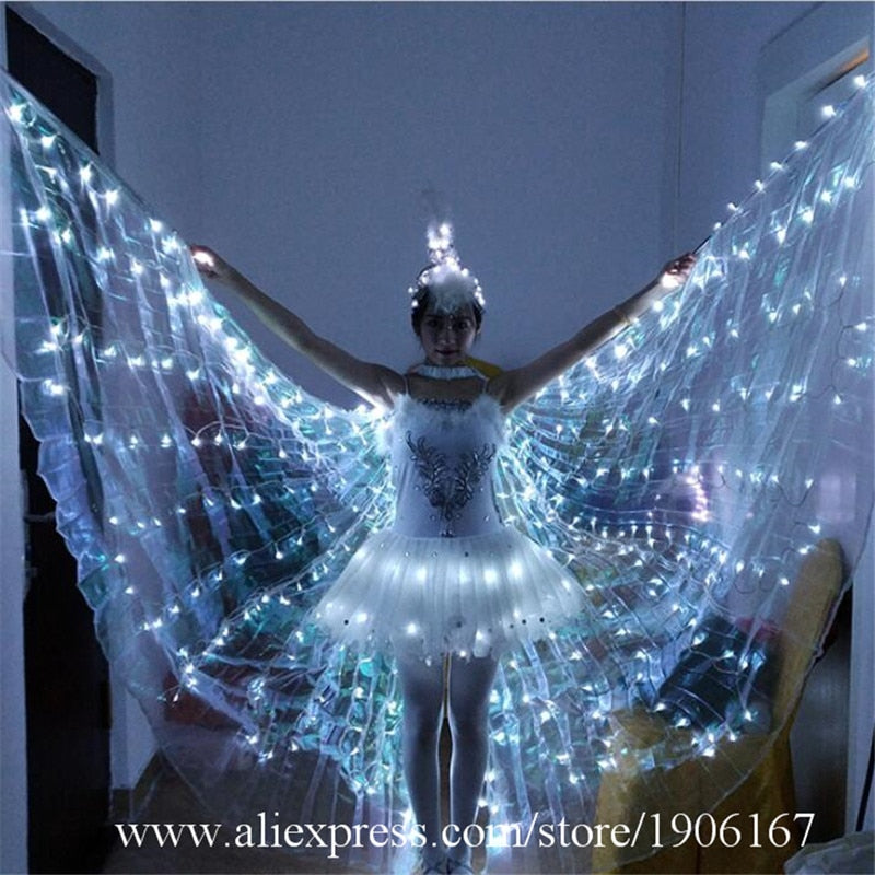Led Luminous Nightclub Party Evening Dress Stage Performance Light Up Dance Wings Props Led Growing Christmas Led Clothes