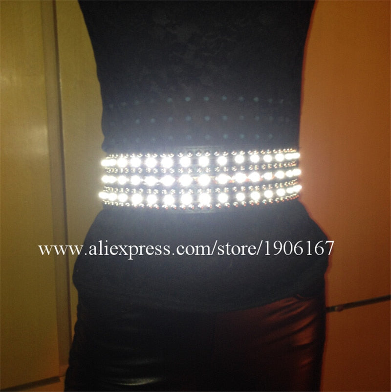 Hot Sale LED Luminous White Light Up Costumes Girdle Suit Clothes For Sxey Women Flashing LED DJ Party Dance Wear