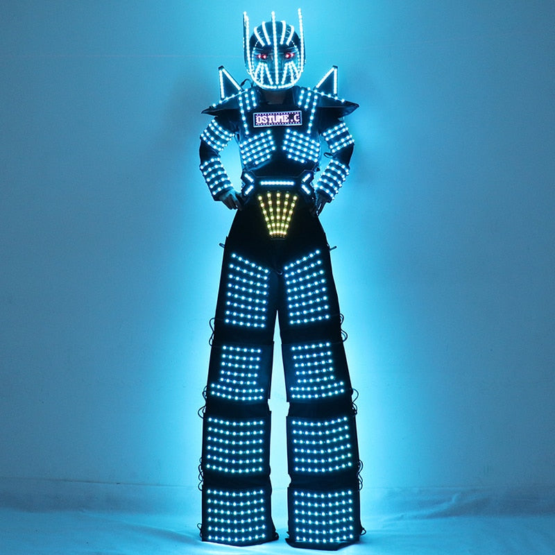 LED Light Stilts Walker Robot Suit Luminous Rangers Costumes LED Screen Logo Clothes Bar Party Disco Nightclub Robot Dance Show