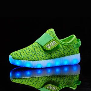 Size 25-37 Kids Led USB Recharge Glowing Shoes Children's Hook Loop Shoes Children's Glowing Sneakers Kids Led Luminous Shoes