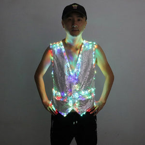 Colorful LED Luminous Vest Ballroom Host Light Clothing The Magician Clothes The Circus Performance LED Costumes Jacket