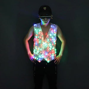 Colorful LED Luminous Vest Ballroom Host Light Clothing The Magician Clothes The Circus Performance LED Costumes Jacket