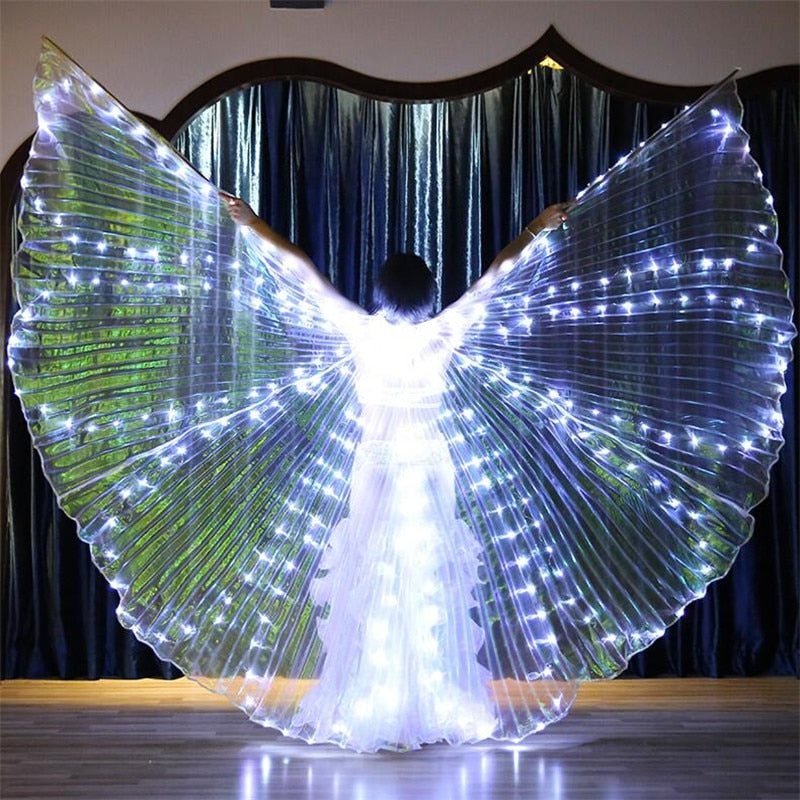 M97 Ballroom dance led costumes colorful light led cloak bellydance luminous wings rave wears perform dress singer clothes bar