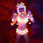 LED Luminous Costume Terror Glowing Eyes Bikini Set Halloween Party Rave Show Performance Clothes Nightclub DJ Dancer Costume