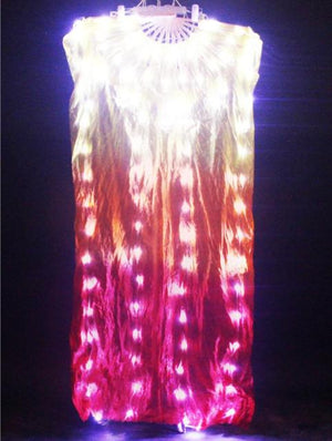 Ruoru New Led Fan Veil 155cm Length Belly Dance Costumes Rainbow Color Led Fan Veils Hand Fan Carnival Led Custumes Shows