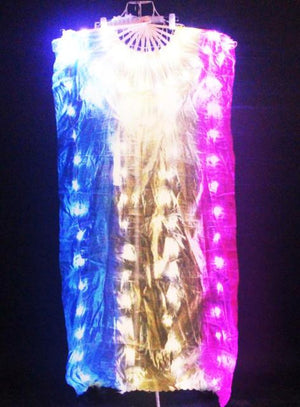 Ruoru New Led Fan Veil 155cm Length Belly Dance Costumes Rainbow Color Led Fan Veils Hand Fan Carnival Led Custumes Shows