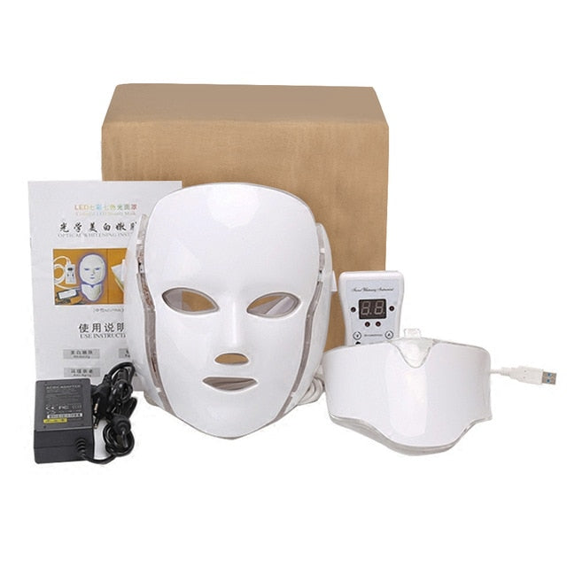 7 Colors led mask with Neck Skin Rejuvenation Tighten Acne Anti Wrinkle Beauty Led Facial Mask Photon Therapy Skin Care Tools