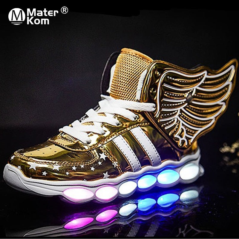 Size 25-37 Children USB Charge Luminous Sneakers Boy Non-slip Shoes Kids Wear-resistant Glowing Sneakers Girl Led Light Up Shoes