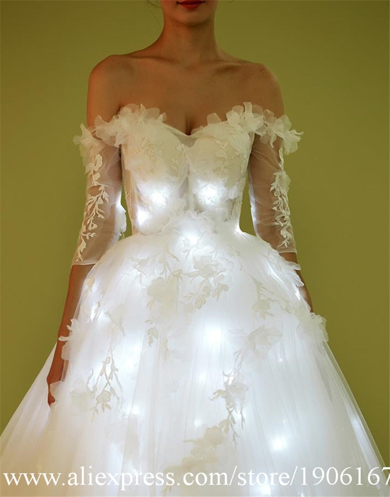 New Arrival Led Luminous Wedding Dress Led Light Up Women Performance Clothes Christmas Masquerade Flashing Party Dress