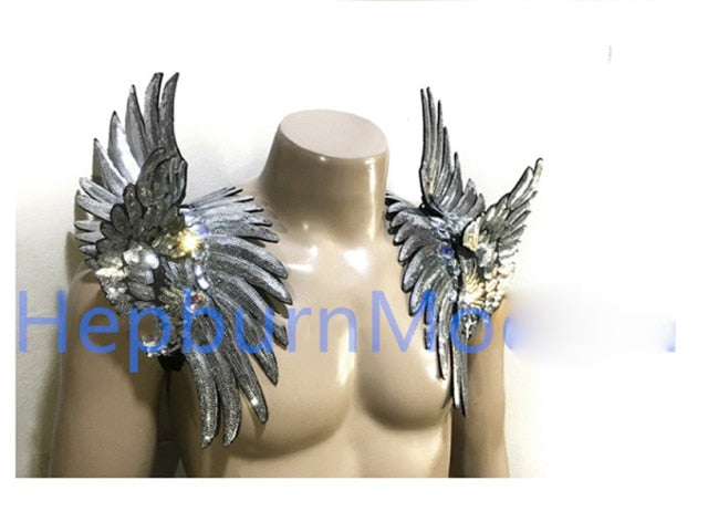 Sparkly angel Outfit wings Sexy Men model Catwlak costume Dancer Stage Show Celebrity Runway Burning Man party stage show wear