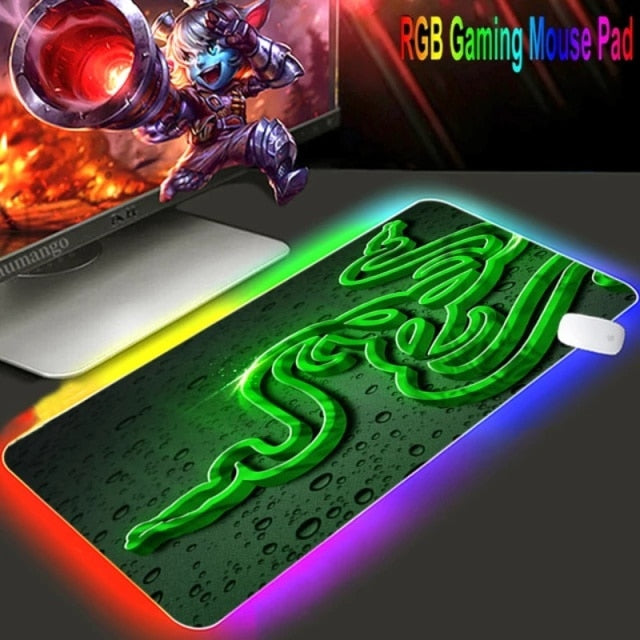 Mouse pad  RGB Razer Gaming Accessories Computer Large 900x400 Mousepad Gamer Rubber Carpet With Backlit Play CS GO LOL Desk Mat