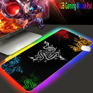 Mouse pad  RGB Razer Gaming Accessories Computer Large 900x400 Mousepad Gamer Rubber Carpet With Backlit Play CS GO LOL Desk Mat